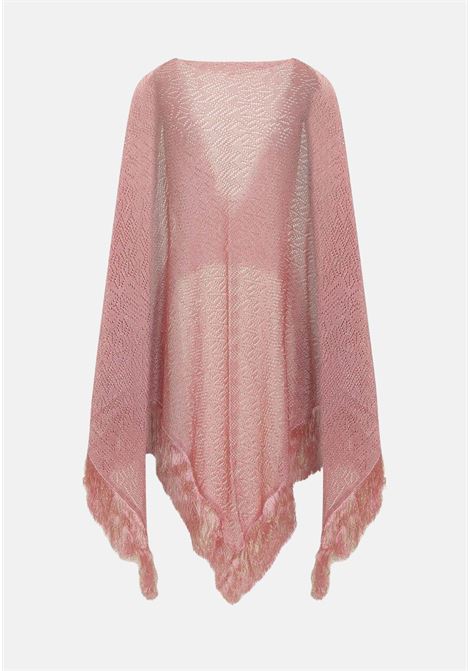 Mantella da donna rosa con fili dorati e trama bucata SIMONA CORSELLINI | P24CPSLO02-01-C03300150671